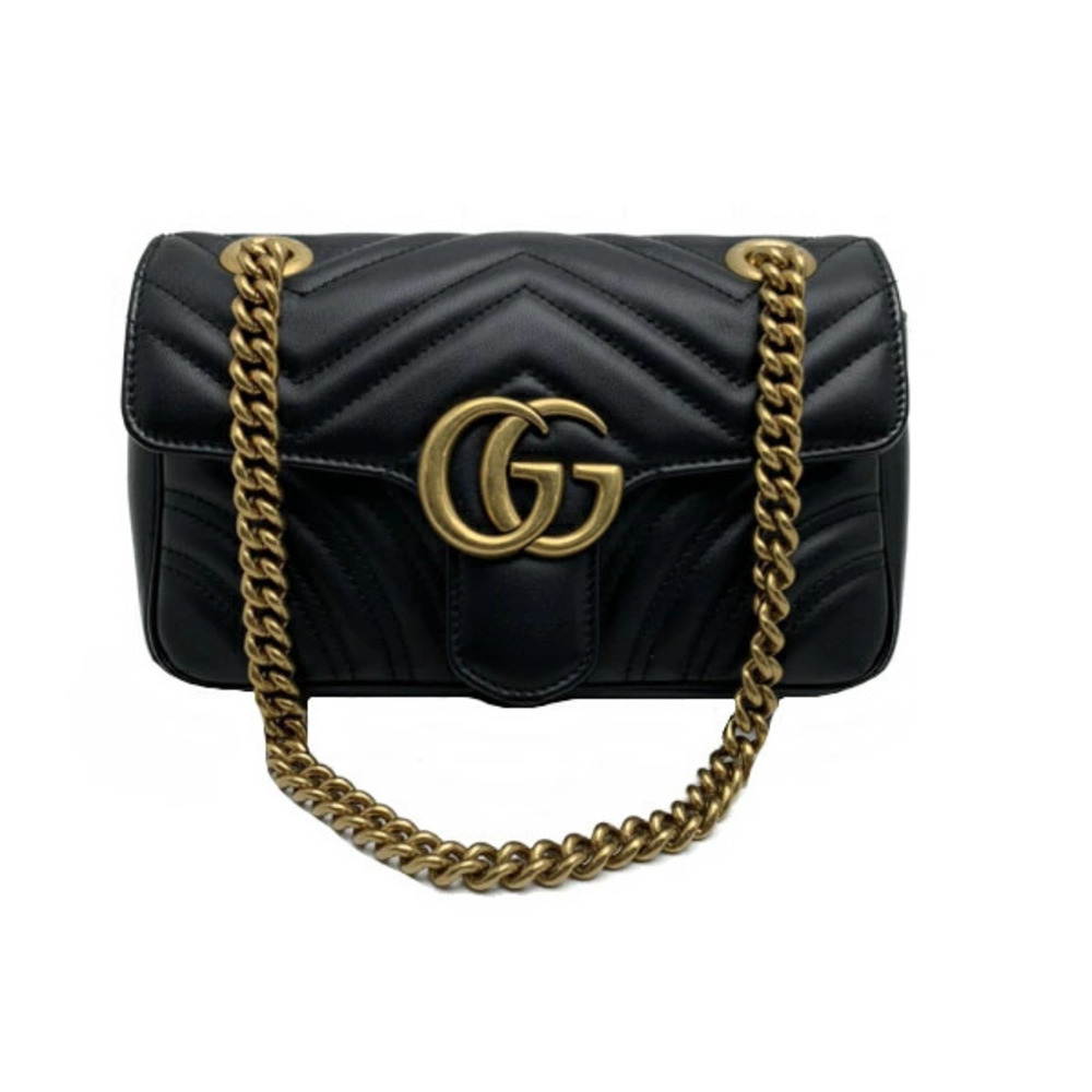 Gucci Shoulder bag GG Supreme Chain Leather Black